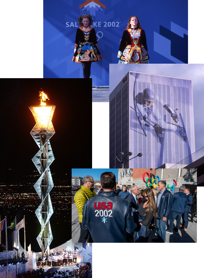 picture collage from 2002 olympics at the university of utah